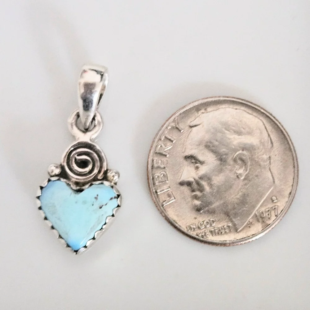 GOLDEN HILLS TURQUOISE HEART PENDANT 925 STERLING SILVER - Picture 3 of 5
